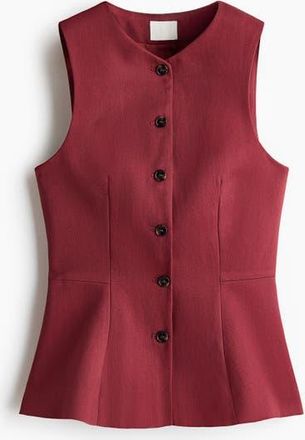 H&M Peplum Waistcoat in Dark Red at Nordstrom, Size Xx-Large