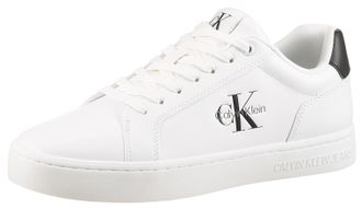 Calvin Klein Jeans Sneaker CALVIN KLEIN JEANS CLASSIC CUPSOLE MONO LTH, Herren, Gr. 40, schwarz-weiss (wei&szlig;, schwarz), Leder, Lederimitat, unifarben mit Farbeinsatz, Sch