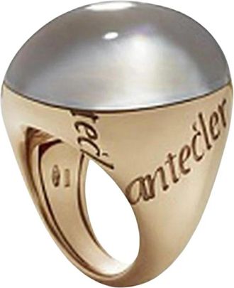CHANTECLER Witte Moeder van Pareloester en Bergkristal Ring - Dames - Ringen - Geel - 55 MM - Accessoires