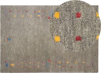 Beliani Rug SEYMEN Grey 140 x 200 cm Wool Gabbeh