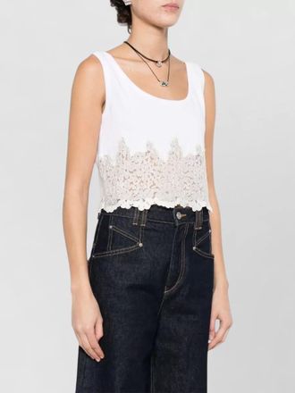 Ermanno Scervino cotton lace-detail knitted tank top