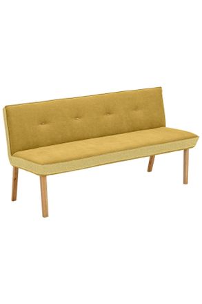 Linea Natura Sitzbank, Gelb, Holz, Textil, Eiche, vollmassiv, 177x88x63 cm, Stoffauswahl, in verschiedenen Gr&ouml;&szlig;en erh&auml;ltlich, Holzm&ouml;bel, Sitzgelegenheiten Holz, Ho