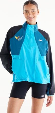 New Balance Donna Valencia Marathon Training Jacket in Blu, Politessuto, Taglia XL