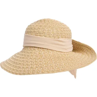 Nine West Flip Up Floppy Straw Sun Hat in Neutral Multi at Nordstrom Rack