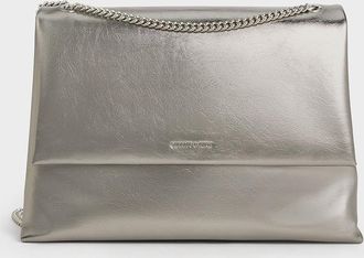Charles & Keith Sianna Metallic Crinkle-Effect Chain-Handle Shoulder Bag