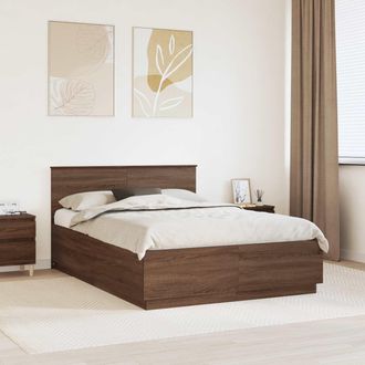 vidaXL Vidaxl Struttura Del Letto Con Strisce Led Rovere Marrone 150 X 200 Cm