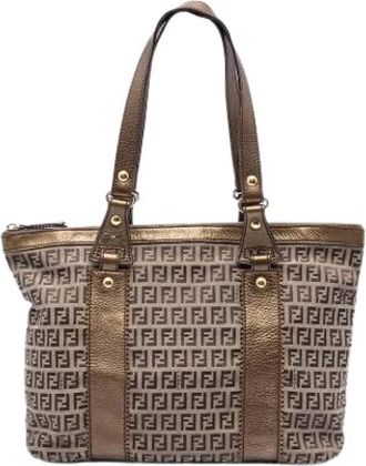 Fendi Pre-owned Handbags, female, Beige, Size: ONE SIZE Pre-owned Canvas Tote