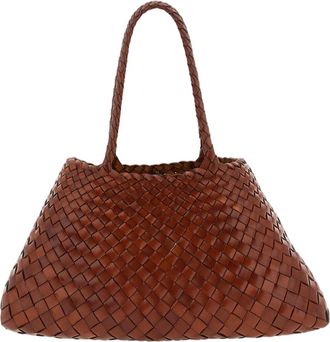 Dragon Diffusion Trapezoidal Woven Handbag With Braided Handles And Polished Finish