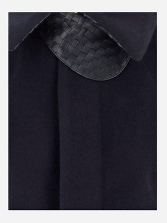 Bottega Veneta Wool and Cashmere Blend with Braided Collar Coat - Navy