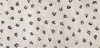 Beliani Alfombra De Algod&oacute;n Beige Claro Negro 80 X 150 Cm Patr&oacute;n Animal Manchas Afis