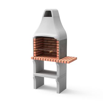 Movelar Barbacoa De Obra Prefabricada De Le&ntilde;a Y Carb&oacute;n Modelo New Iberia Plus Con Mini Soporte Lateral (gris, Naranja - 95 X 47 X 190 Cm) Ref: M00195 - Cocina