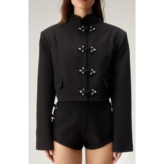NASTY GAL Embellished Crop Jacket in Black at Nordstrom, Size 4