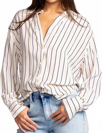 Pink Martini Lexi Top In Beige Stripe