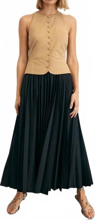 Tanya Taylor Robbie Sleeveless Dress In Dark Khaki/black