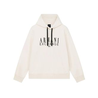 A|X Armani Exchange Hoodies & sweatvesten, Heren, Wit, M, Katoen, Katoenen French Terry Hoodie