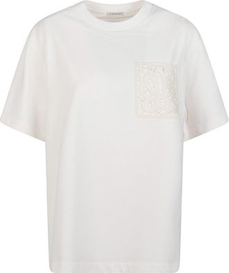 Moncler Beige Solid Crew Neck T-Shirt