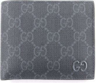 Gucci Gray Khaki Gg Canvas Leather Wallet (Bi-Fold) (Pre-Owned)