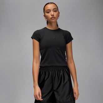 Nike Jordan Womens Jordan Sport Flightweight Dri-FIT Short-Sleeve Top in Black | HQ8902-010