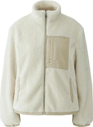 Oui Patch Zip-Through - Dames - Vesten met rits - Beige - L - Nylon - Hoodies & sweatvesten