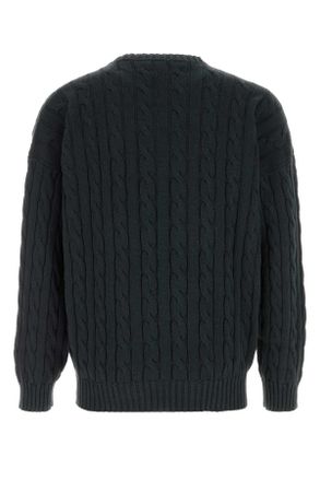 Prada Mens Slate Cotton Sweater Nero Exterior: Maglieria