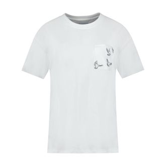 3.Paradis Womens Dove-Embroidered Cotton T-Shirt White