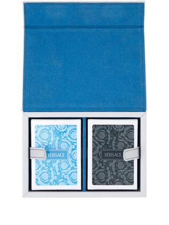 Versace Blue Medusa Playing Cards Box Set - Unisex - Calf Leather/Suede/Wood
