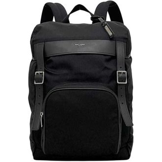 Saint Laurent Black Canvas Leather Backpack (Pre-Owned)