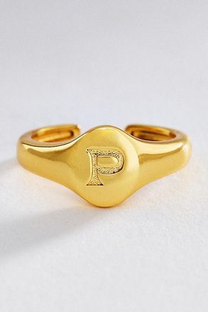 Luv AJ Initial Oval Signet Ring