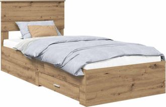 vidaXL Estructura De Cama Con Cabecera Roble Artesanal 100 X 200 Cm Vidaxl