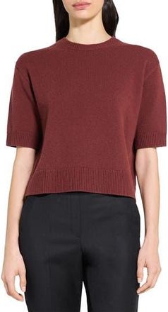 Theory Short Sleeve Cashmere Sweater in Oxblood Red at Nordstrom Rack, Size Petite