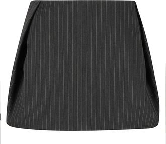Iro Structured Strapless Mini Skirt with Vertical Pinstripes