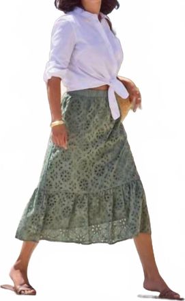 Tribal Pull On Skirt With Lining In Moss