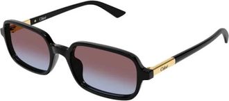 Chlo&eacute; Rechthoekige Zonnebril - Dames - Zonnebrillen - Zwart - 53 MM - Nylon - Accessoires