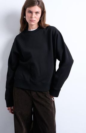 Topshop Ultimate Oversize Cotton Blend Sweatshirt in Black at Nordstrom, Size X-Small