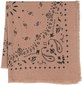 Kujten Bandana-print Ribbed Cashmere Scarf