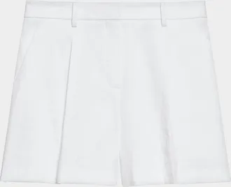 Theory Pleated A-Line Linen-Blend Shorts