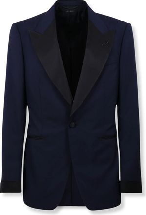 Tom Ford Enkelrijzig Blazer - Heren - Blazers - Blauw - M - Wol - Jassen