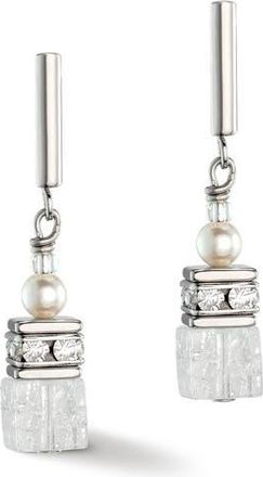 Coeur de Lion Geocube Precious Fusion Pearls Earrings in White at Nordstrom