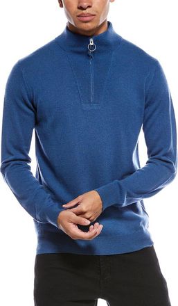 Brodie Rib Detail Wool & Cashmere-Blend 1/4-Zip Mock Neck Sweater