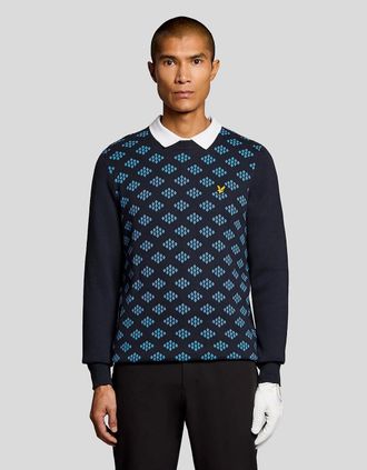 Lyle & Scott Lyle And Scott Mens Cotton Crew Neck Argyle Jumper - Size: 36