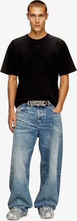 Diesel Mens T-Shirt Embroidered Black Cotton T-Shirts And Polos
