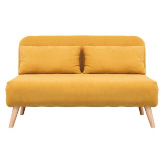 Miliboo Banco Convertible 2 Plazas En Tejido Efecto Terciopelo Amarillo Mostaza Amiko