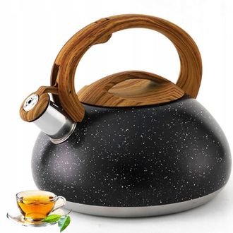 OEM Hervidor De Acero Inoxidable Con Silbato, 3 Litros, Apto Para Cocinas De Gas O Inducci&oacute;n, Color M&aacute;rmol Negro