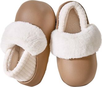 Generic Womens Fluffy Slippers Memory Foam Slippers Closed-back House Shoes Warm Winter Faux Fur Fleece Lined Slipper Soft Comfy Plush Anti-Skid Rubber Sole B