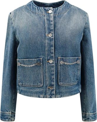 Givenchy Crew-neck Jacket - Dames - Spijkerjassen - Blauw - M - Katoen - Jassen