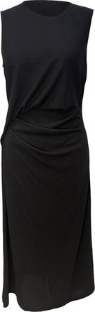 Theory Drape Tuck Midi Sheath Dress in Black Polyester