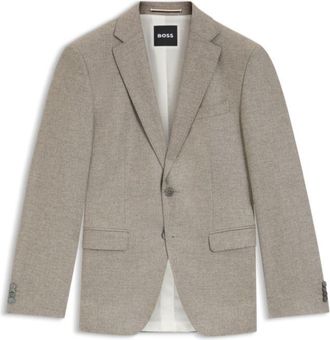 BOSS Slim-fit blazer in patterned wool and cashmere