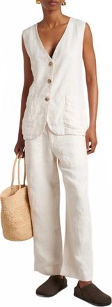 Velvet Acie Linen Vest In White