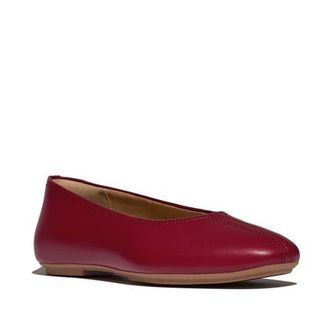 FitFlop Delicato High Cut Soft Leather Ballet Flats in Burnt Berry at Nordstrom, Size 8.5