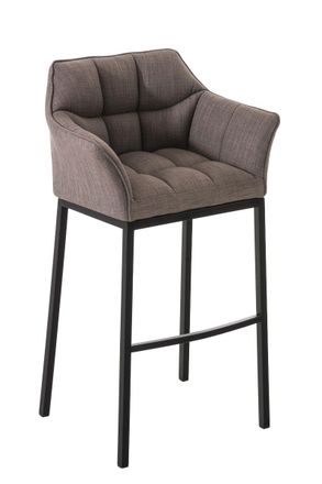 Clp Taburete De Bar Damaso Tela Con Base De Cuatro Patas Gris Negro